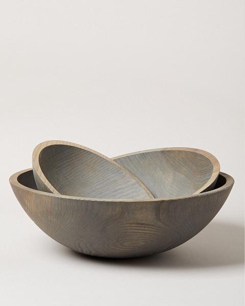Farmhouse Pottery - Crafted Wooden Bowl, Grey, 15" and 17"