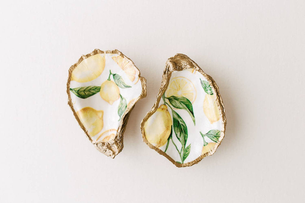 Grit and Grace Studio - Tropical Decoupage Oyster Ring Dish
