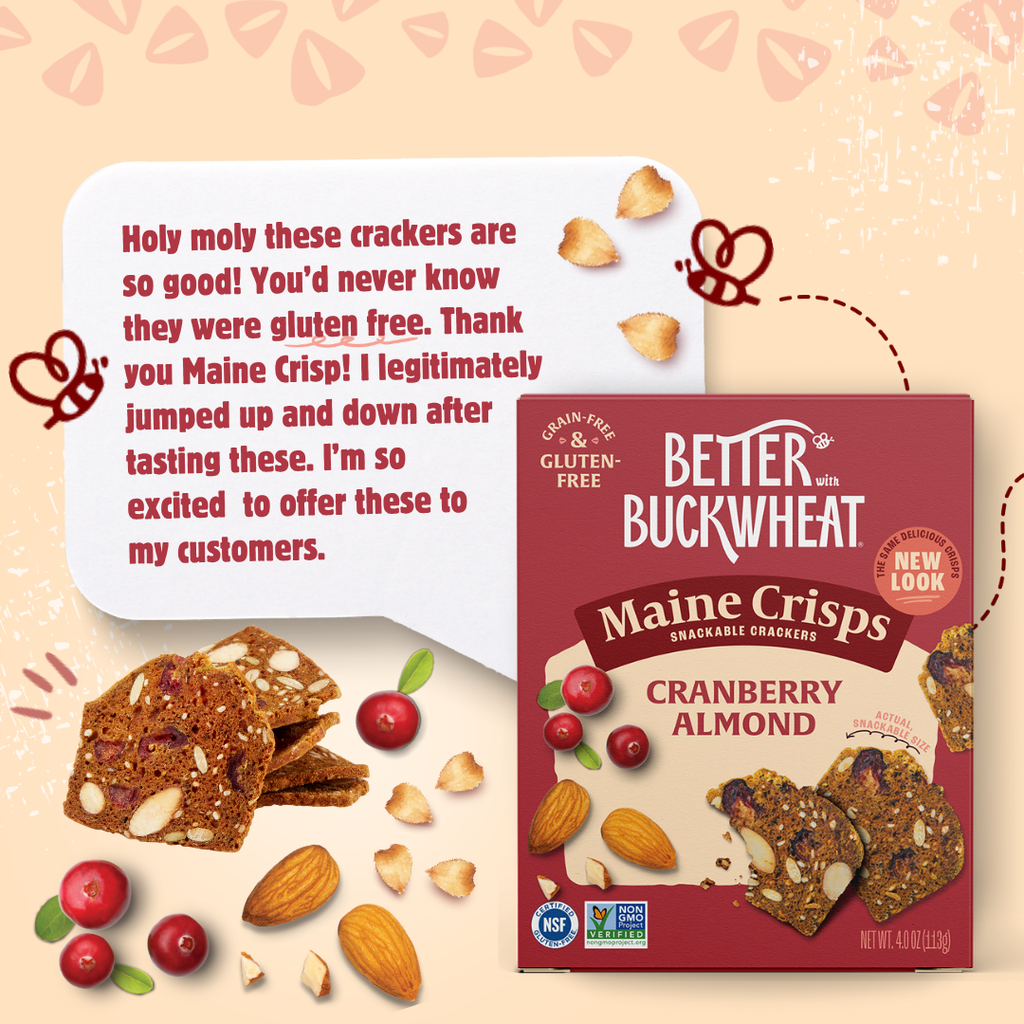 Better with Buckwheat | Maine Crisps - Cranberry Almond Crisps | Gluten-Free Crackers | Charcuterie