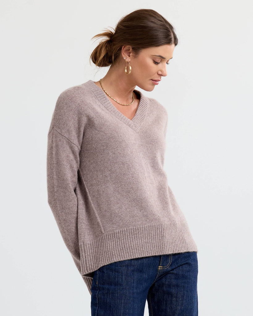 Pura Cashmere - Cashmere Forward Seam V-Neck
