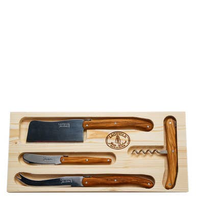 The French Farm - Jean Dubost Olive Wood 4pc Cheese and Wine Set