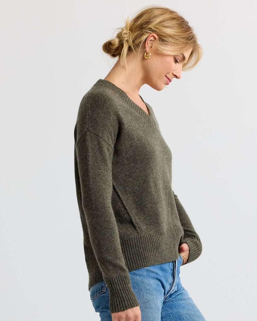 Pura Cashmere - Cashmere Forward Seam V-Neck
