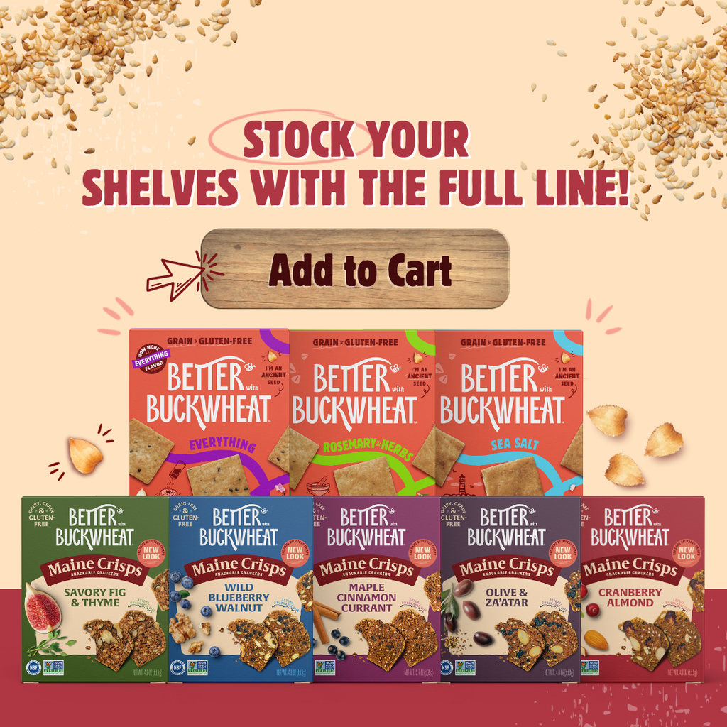 Better with Buckwheat | Maine Crisps - Cranberry Almond Crisps | Gluten-Free Crackers | Charcuterie