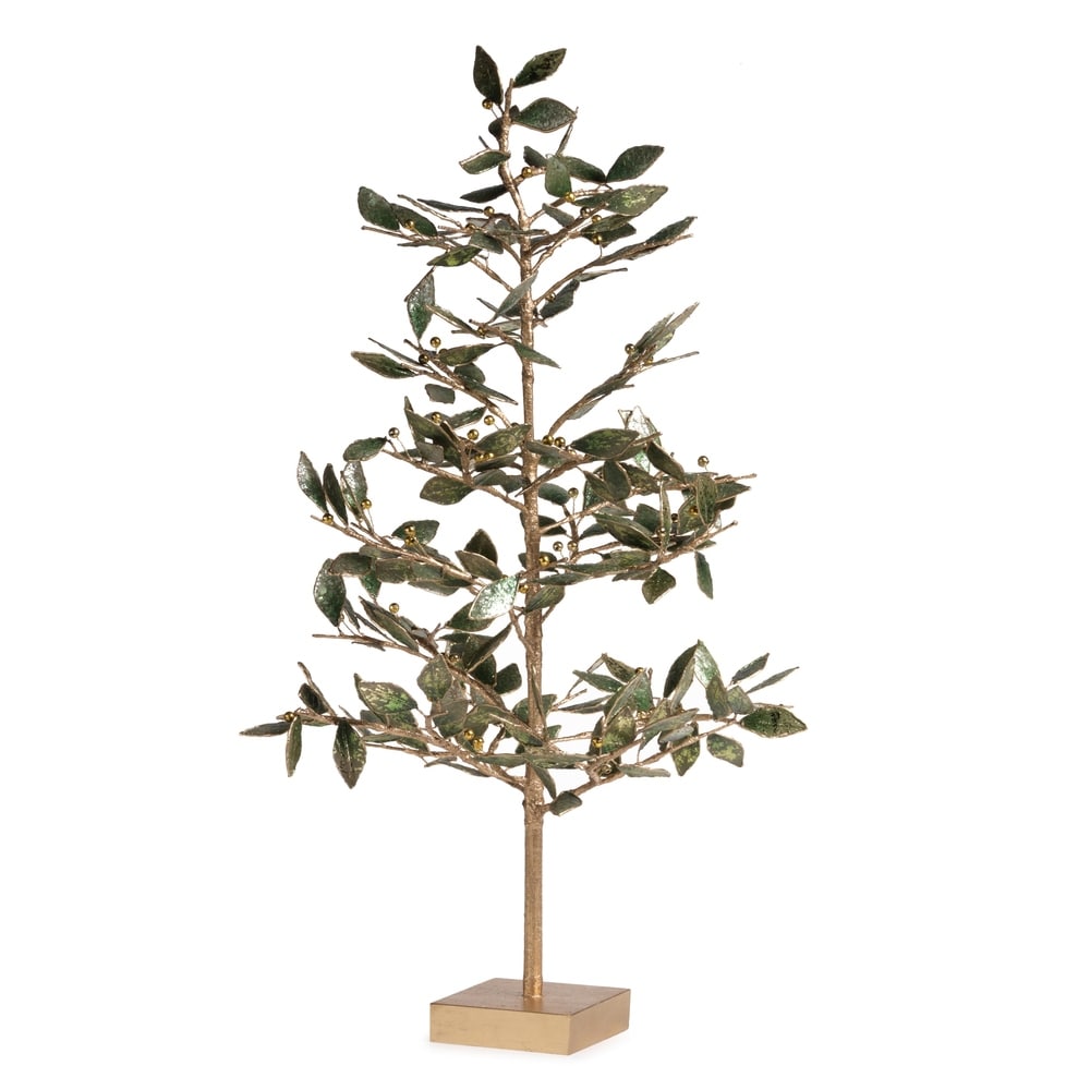 Zodax - Golden Metal Tree w/ Green Leaves