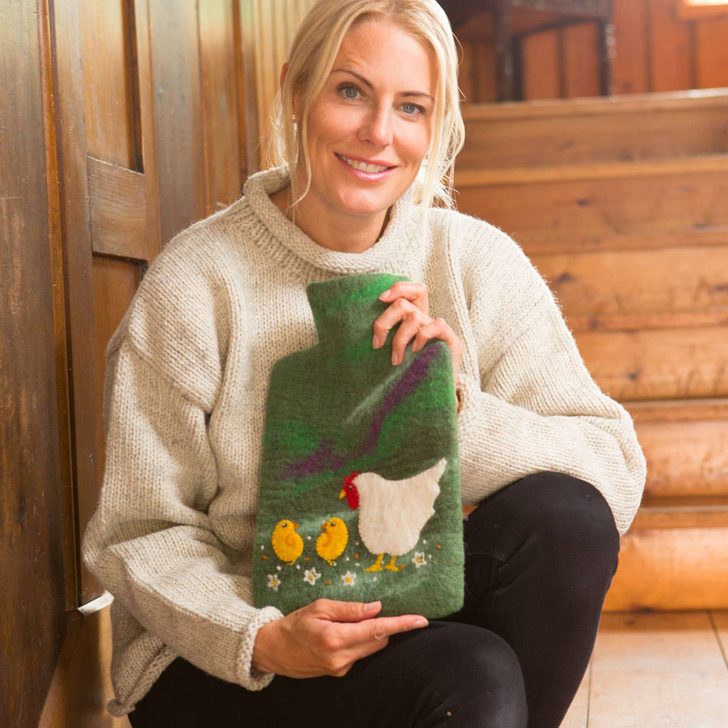 Chickens Felt Hot Water Bottles - Fair Trade