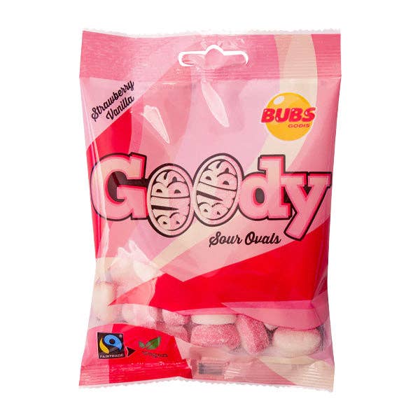 Showcase - BUBS Godis: Sour Strawberry Vanilla Goody Ovals (3.17oz)