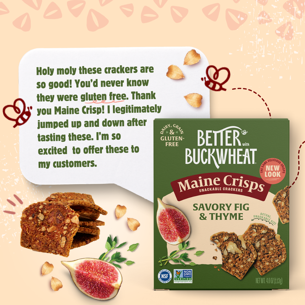Better with Buckwheat | Maine Crisps - Savory Fig & Thyme Crisps | Gluten-Free Crackers | Snacks
