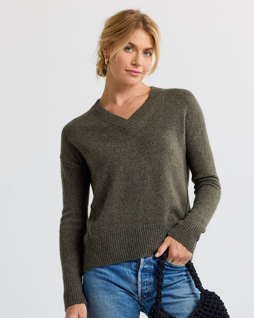 Pura Cashmere - Cashmere Forward Seam V-Neck