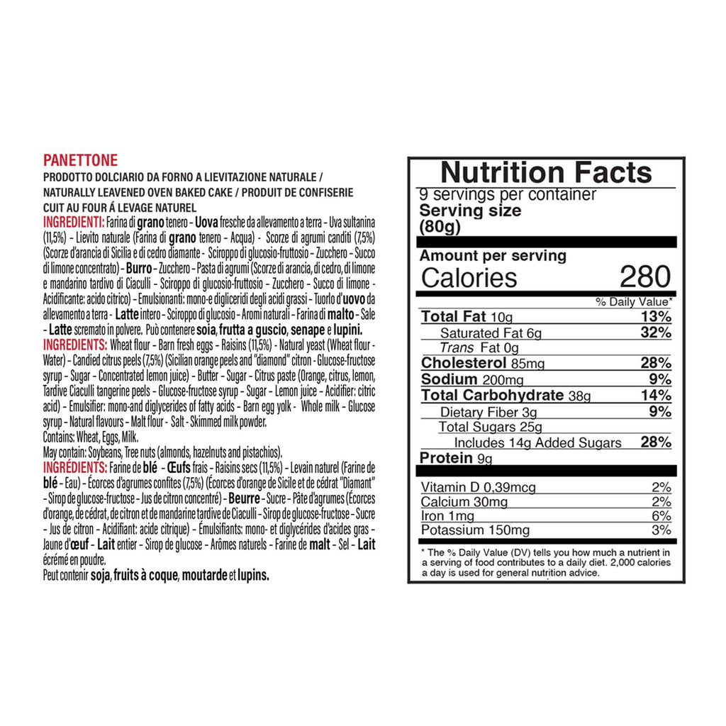 Food To Live - Vergani Classic Milan Panettone -750g (1.65 lb)