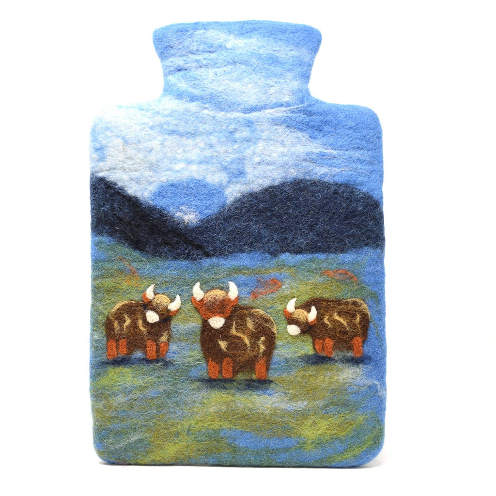 Highland Cow Felt Hot Water Bottles - Fair Trade