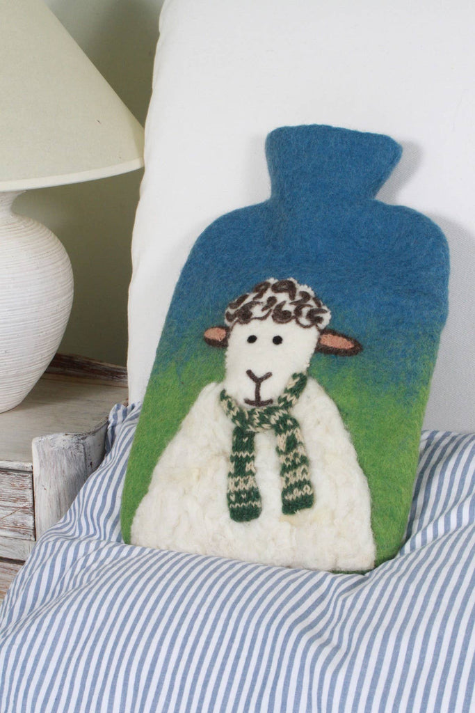 Panchamama - Hand Felted Sheep Hot Water Bottle Cover with 2L Bag