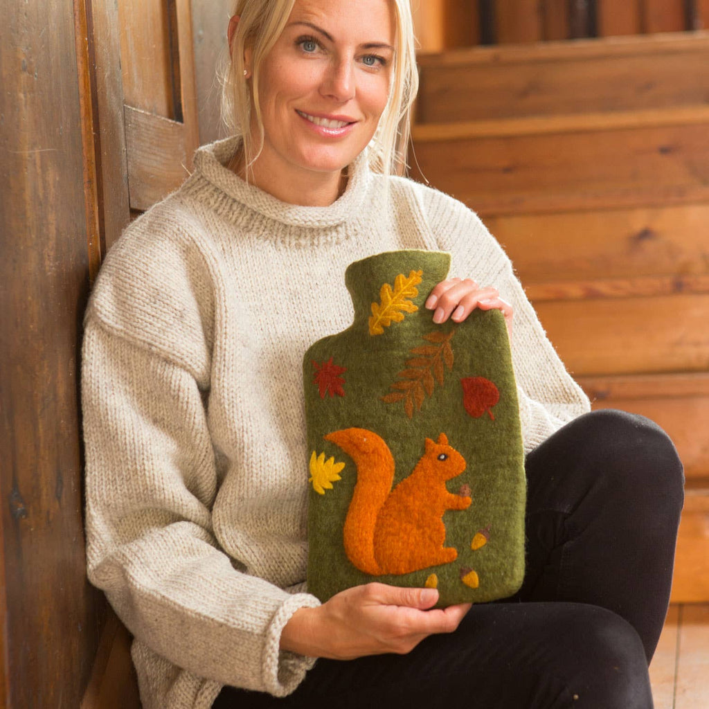 Red Squirrel Felt Hot Water Bottles - Fair Trade