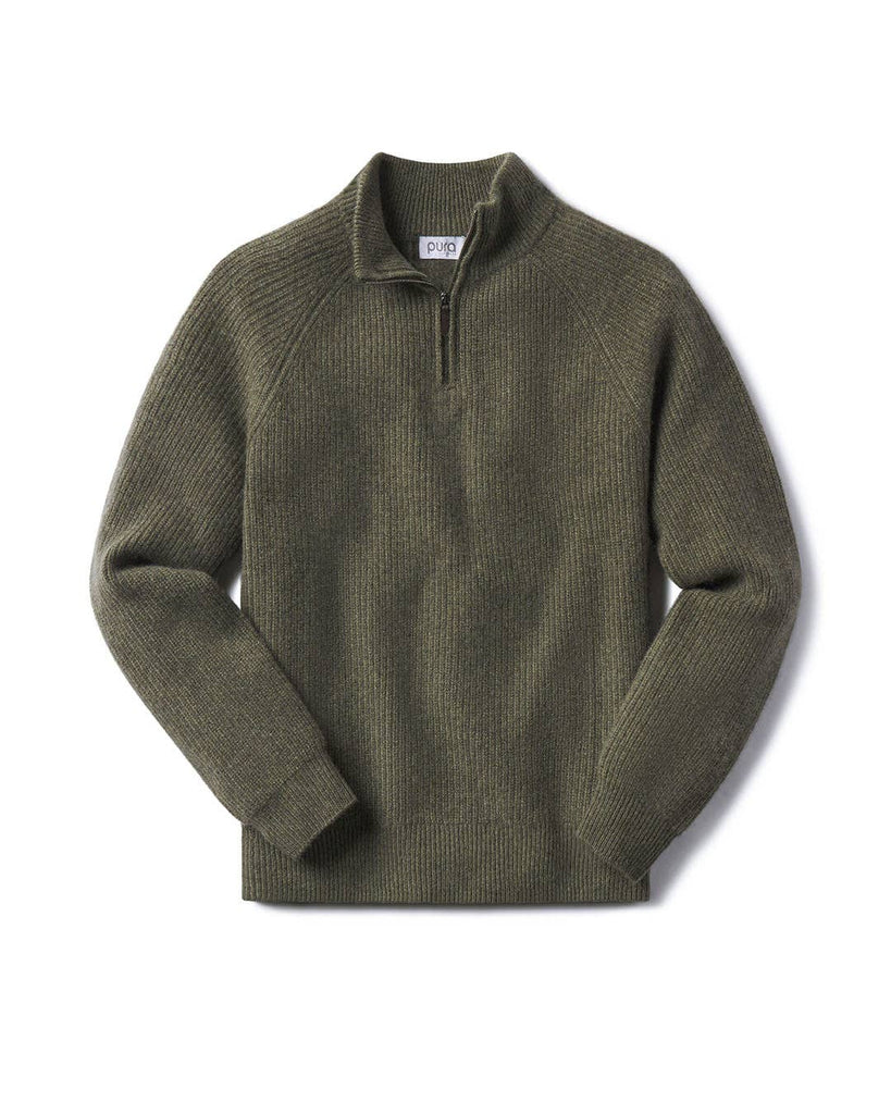 Pura Cashmere - Men's Ribbed Cashmere Half Zip