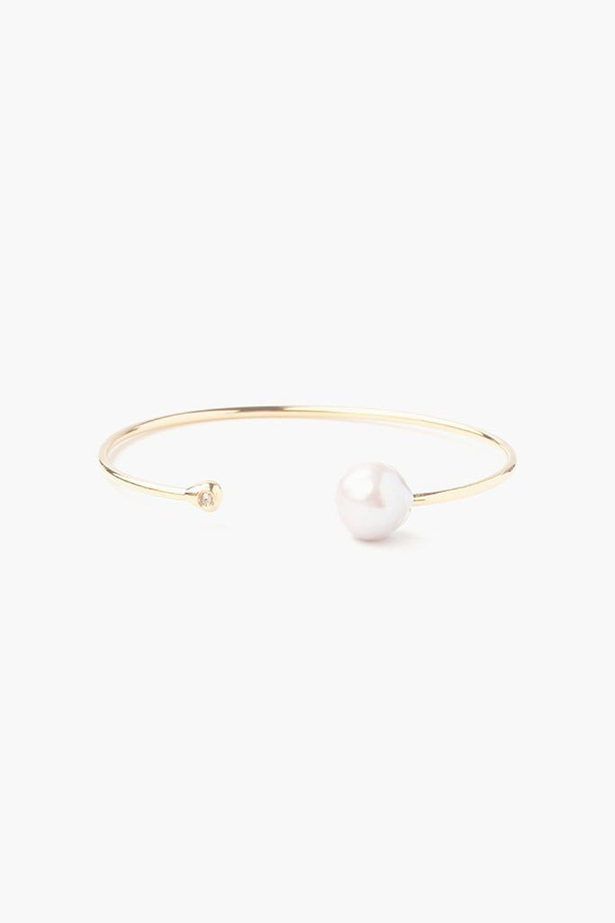 Chan Luu - White Pearl and Gold Diamond Cuff Bracelet