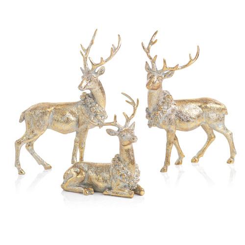 Zodax - Gold Reindeer w/ Ornamental Wreaths