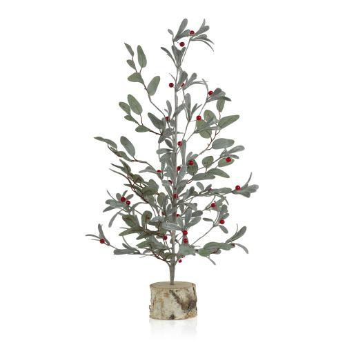 Zodax - Frosted Eucalyptus Tree, Red Berries on Birch Base