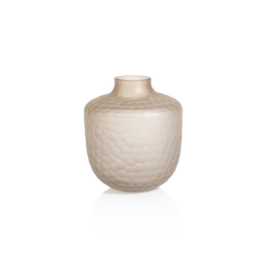 Zodax - Arosa Cut Glass Frosted Vase, Taupe