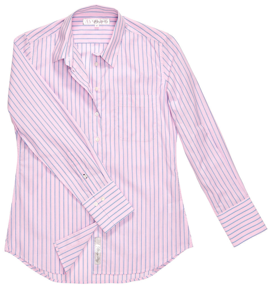 Claridge + King - The Ivy Shirt-Punch Pink Stripe