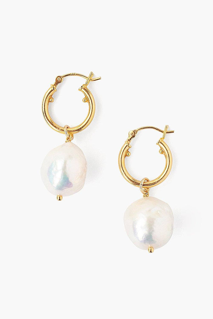 Chan Luu - White Baroque Pearl Hoop Earrings