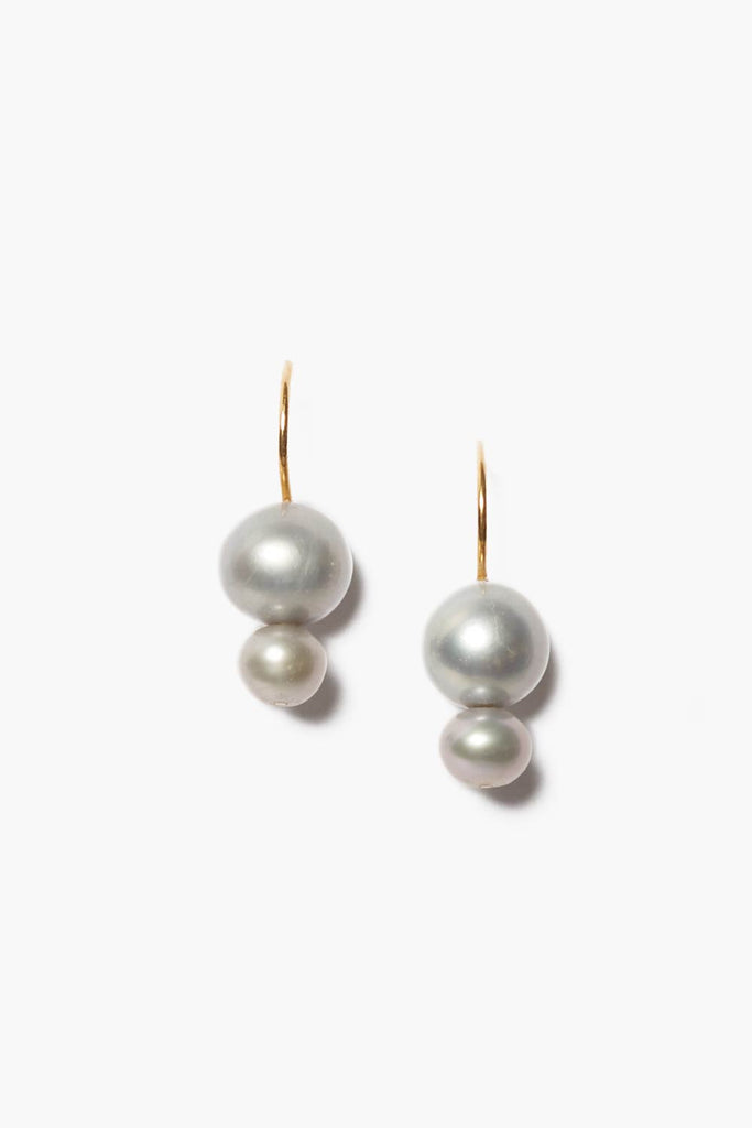 Chan Luu -  Phoebe Drop Grey Pearl Earrings