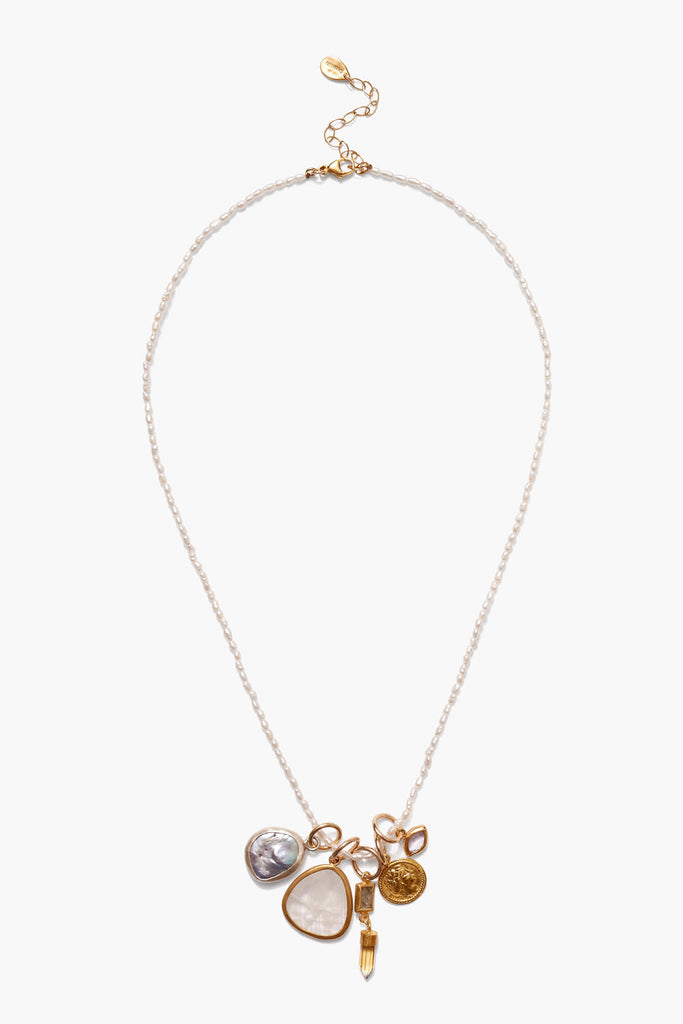 Chan Luu - Hypatia Charm White Pearl Mix Necklace