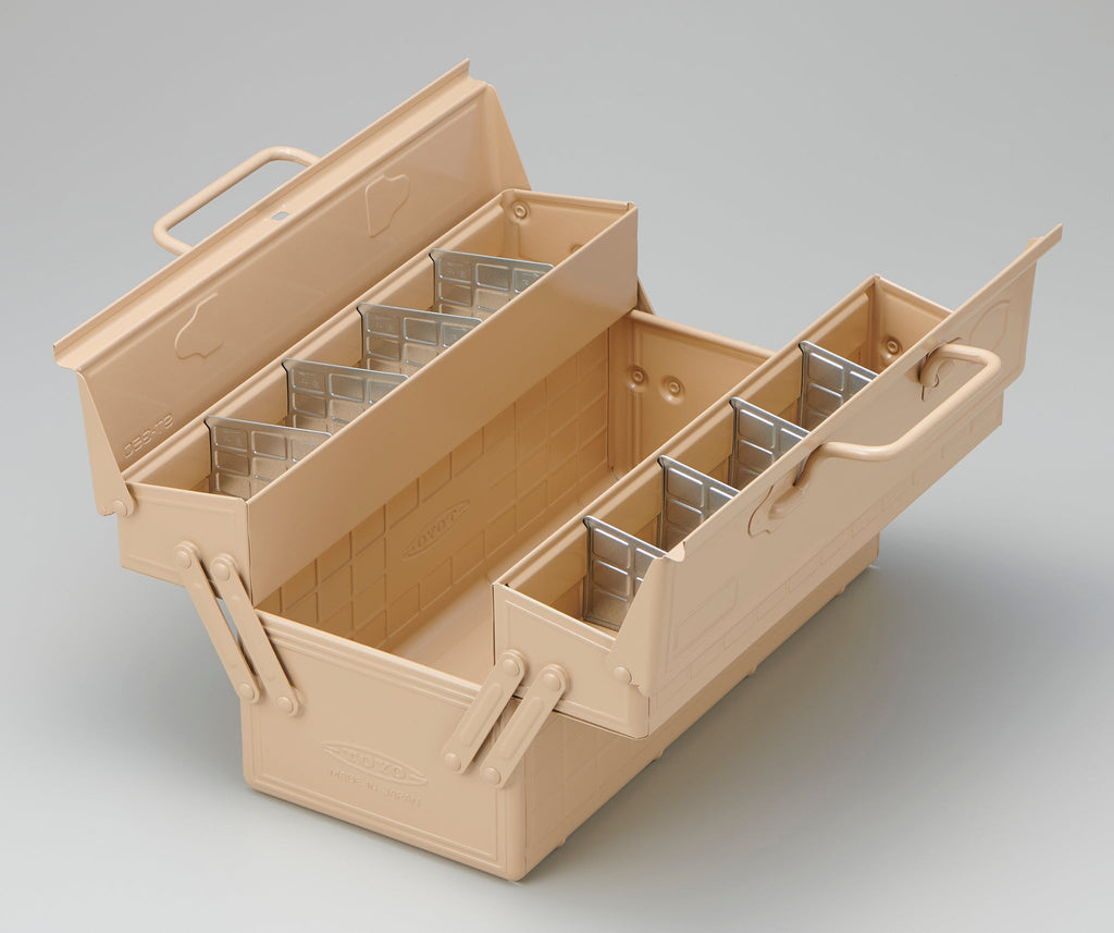 Toyo - Steel Toolbox with Cantilever Lid & Upper Storage Trays, Blue