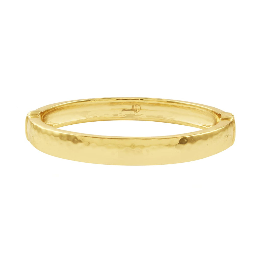 Capucine De Wulf - Cleopatra S/M Oval Hinged Bangle in Hammered Gold
