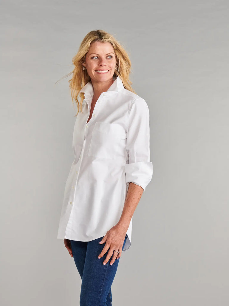 Claridge+King - The Mod Shirt in Crisp White Pinpoint