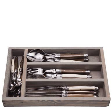 The French Farm - Jean Dubost 24 Pc Everyday Flatware Set Linen