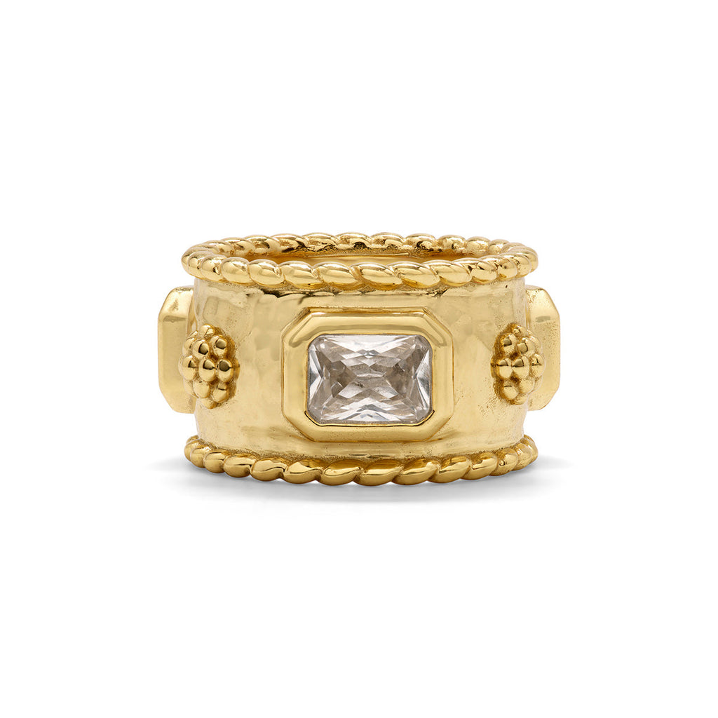 Capucine De Wulf - Berry Hammered Band w/ Clear Cubic Zirconia