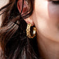 Capucine De Wulf - Victoria Hoop Earrings in Hammered Gold/Blue Labradorite