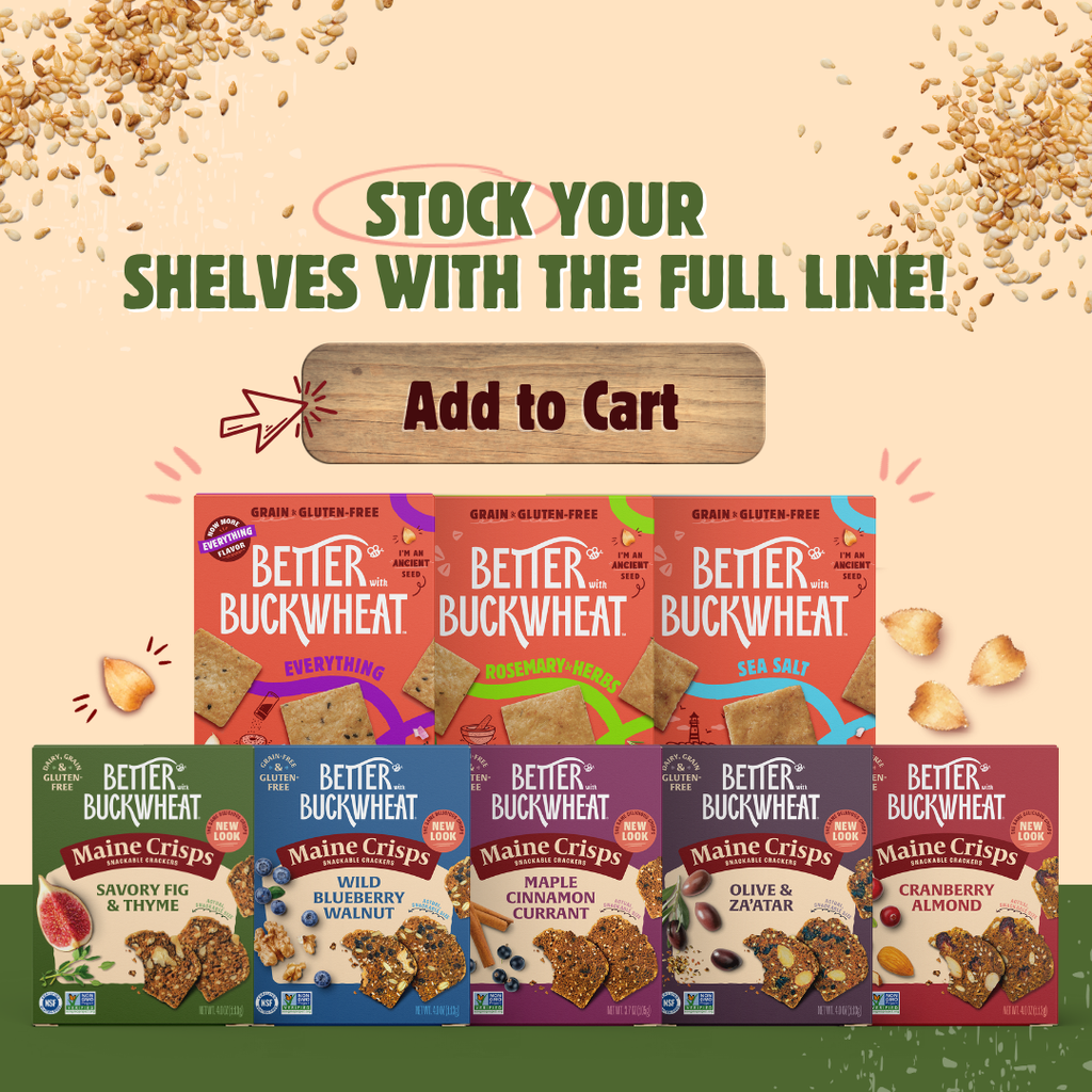 Better with Buckwheat | Maine Crisps - Savory Fig & Thyme Crisps | Gluten-Free Crackers | Snacks