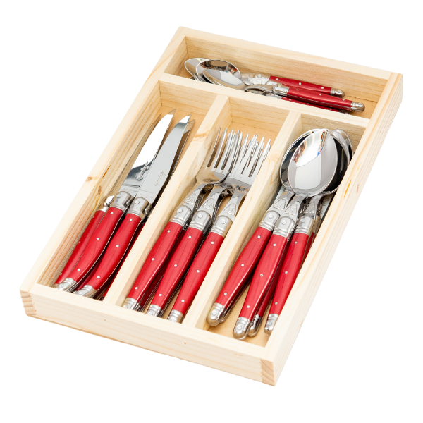 The French Farm - Jean Dubost 24 Pc Everyday Flatware Set Red