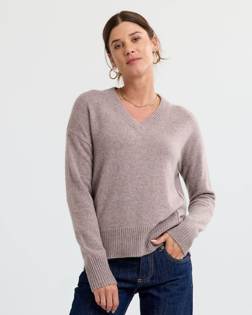 Pura Cashmere - Cashmere Forward Seam V-Neck