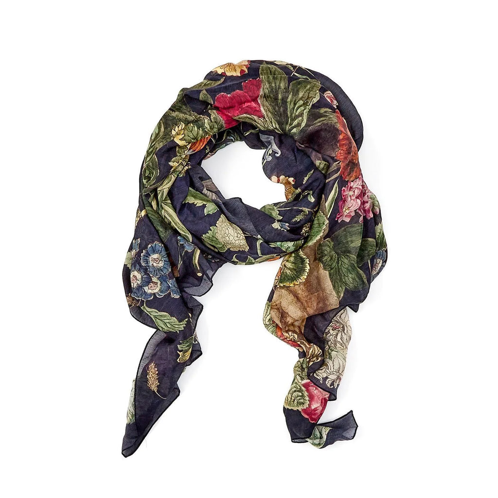 Two's Company - Primula Print Black Scarf
