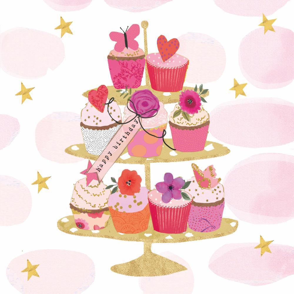 PPD - Happy Cupcakes Happy Birthday Beverage/Cocktail Paper Napkins