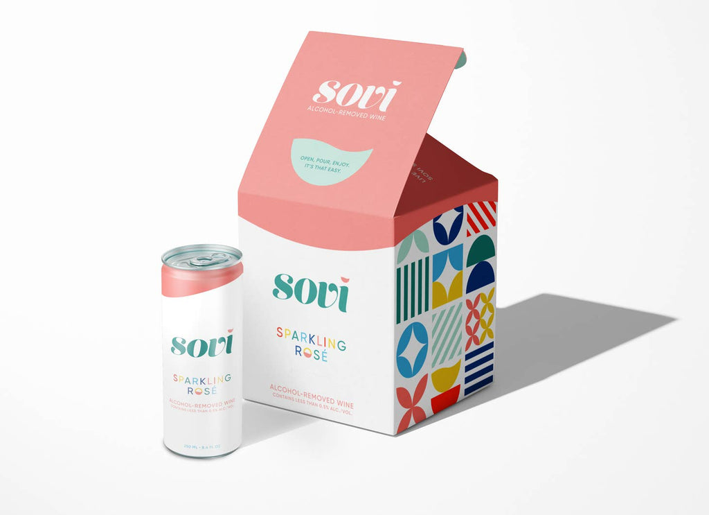 Sovi Wine Co. - Sparkling Rose Non-Alcoholic Wine, 4 pack