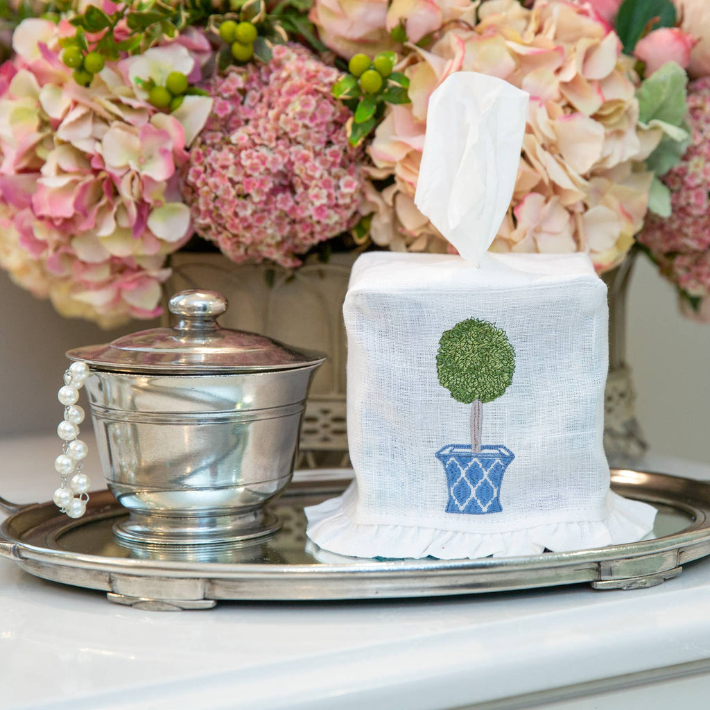 Crown Linen Designs - Topiary Linen Tissue Box Cover