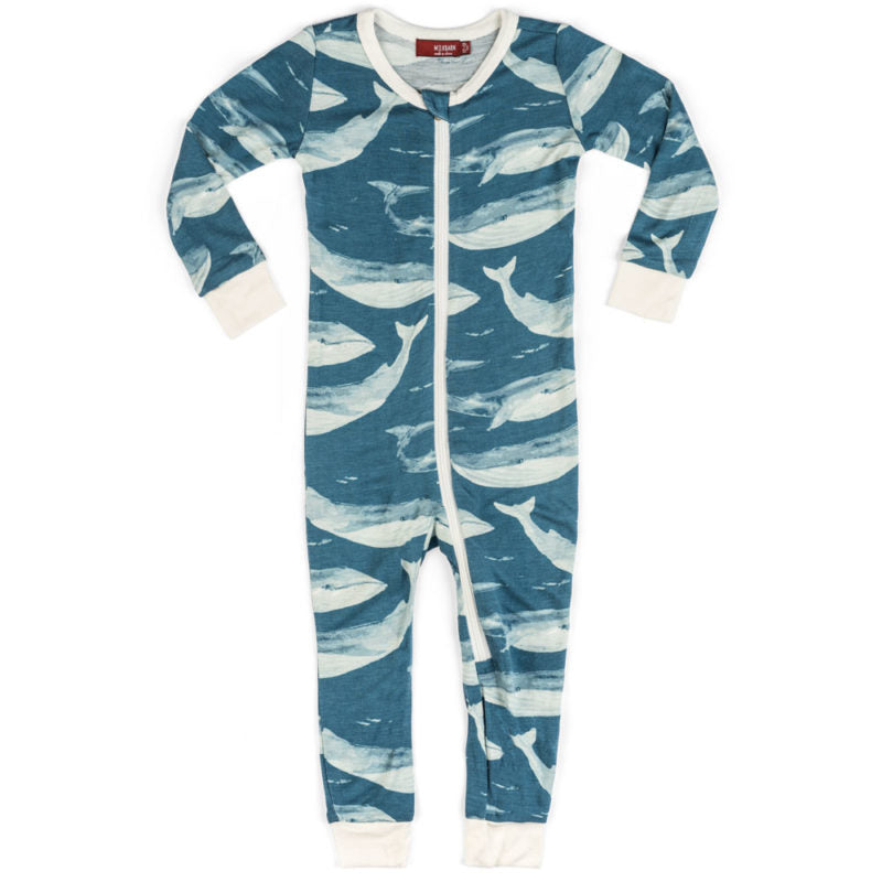 Milkbarn Pajama Zip Blue Whale