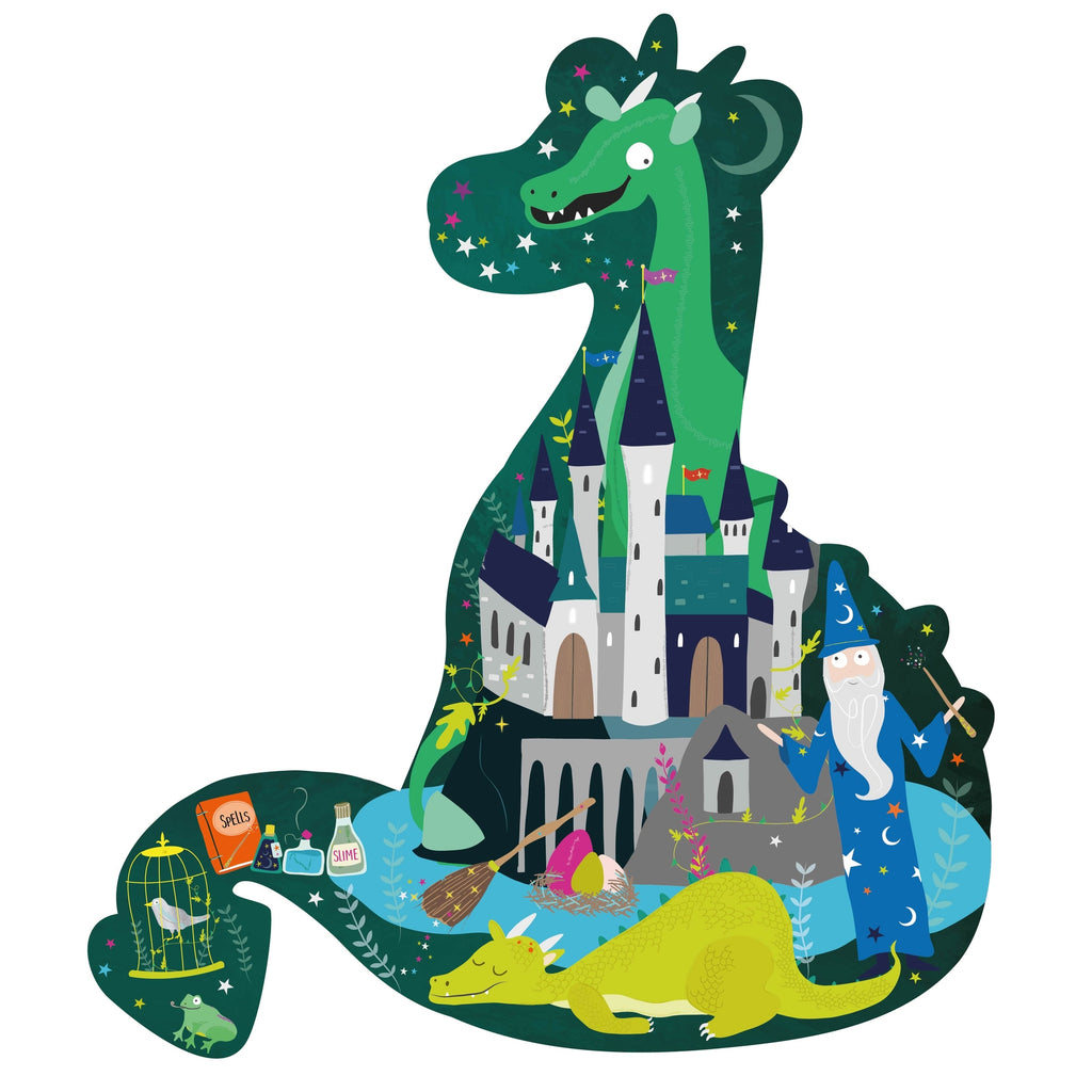 Floss and Rock - Dragon-Shaped Jigsaw Puzzle