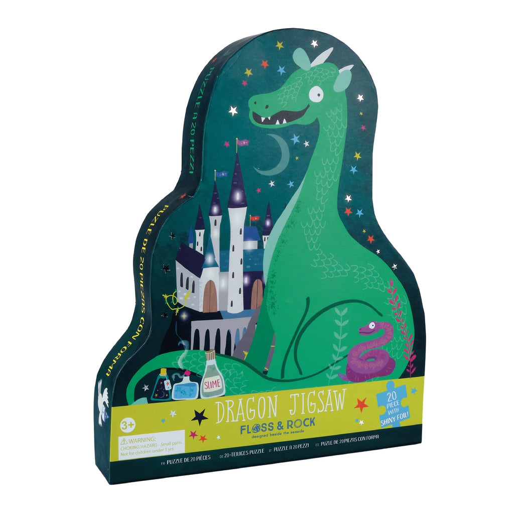 Floss and Rock - Dragon-Shaped Jigsaw Puzzle