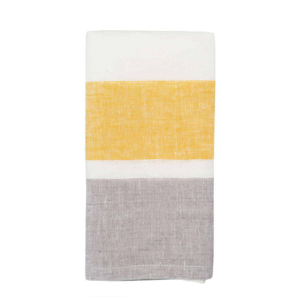 Caravan Home Decor - Bold Stripe Linen Towels, set of 2, Grey/Dijon