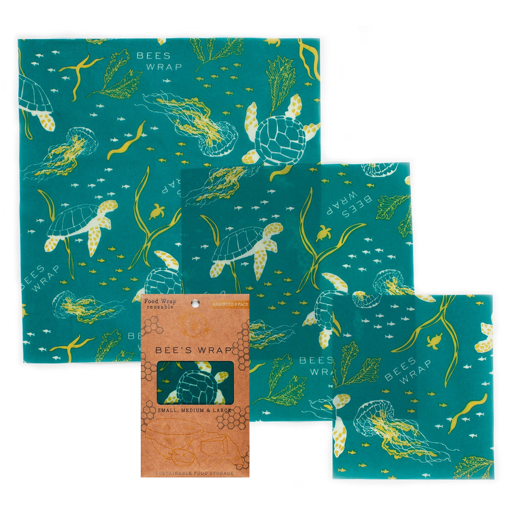 Bee's Wrap - Assorted Sizes in Ocean Print - Pack of 3