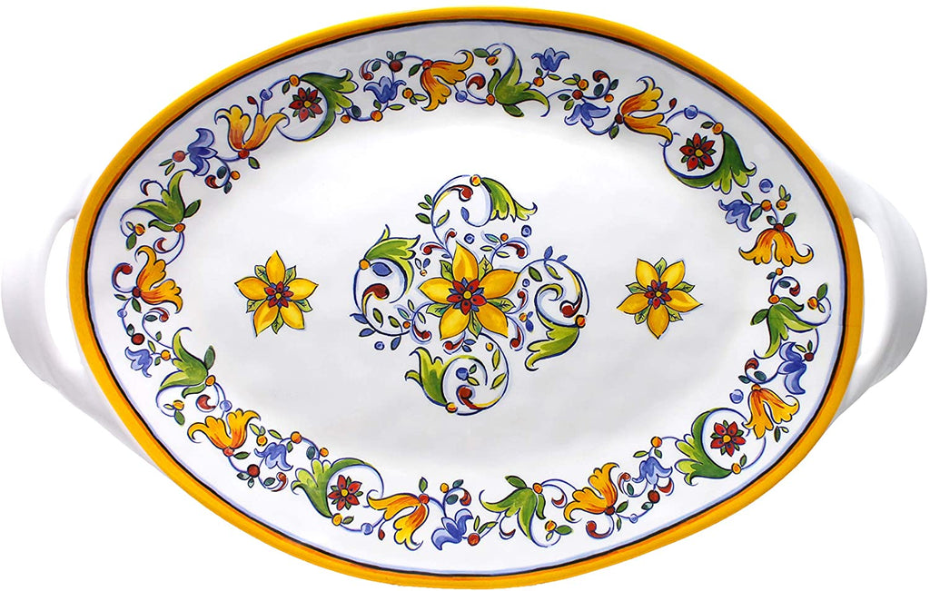 Le Cadeaux - Capri Collection Melamine Two Handled Oval Platter