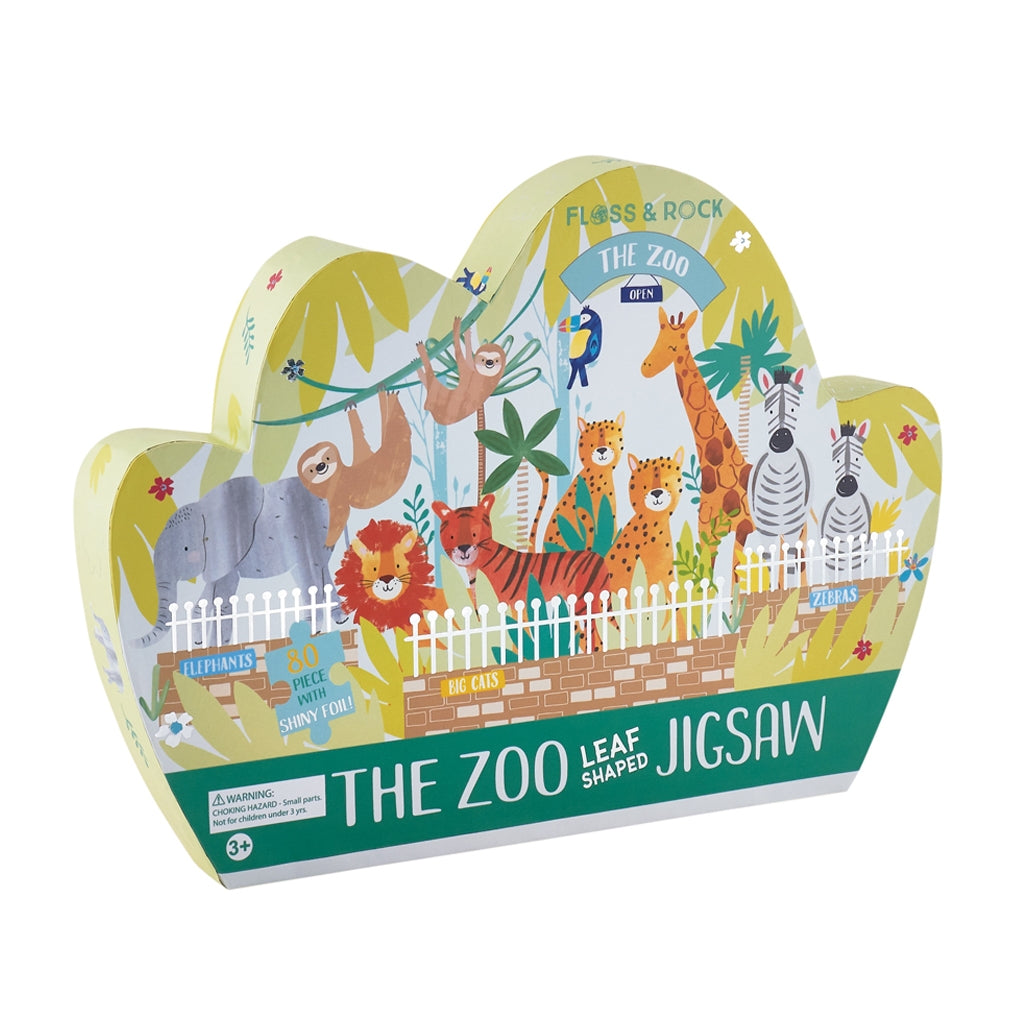 Floss and Rock - The Zoo Leaf-Shaped Jigsaw Puzzle