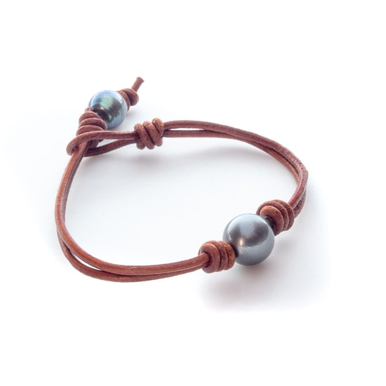 Vayo Pearls - Tahitian Pearl Portsea Leather Bracelet