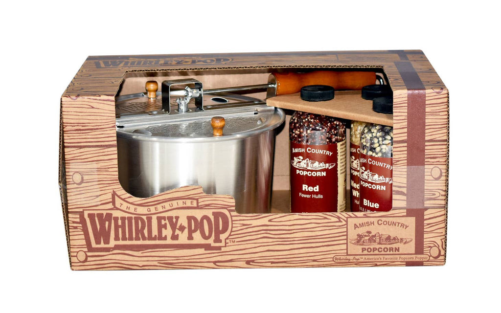 Amish Country Popcorn - Whirley Pop Gift Set w/ 14oz. Bottles of Popcorn