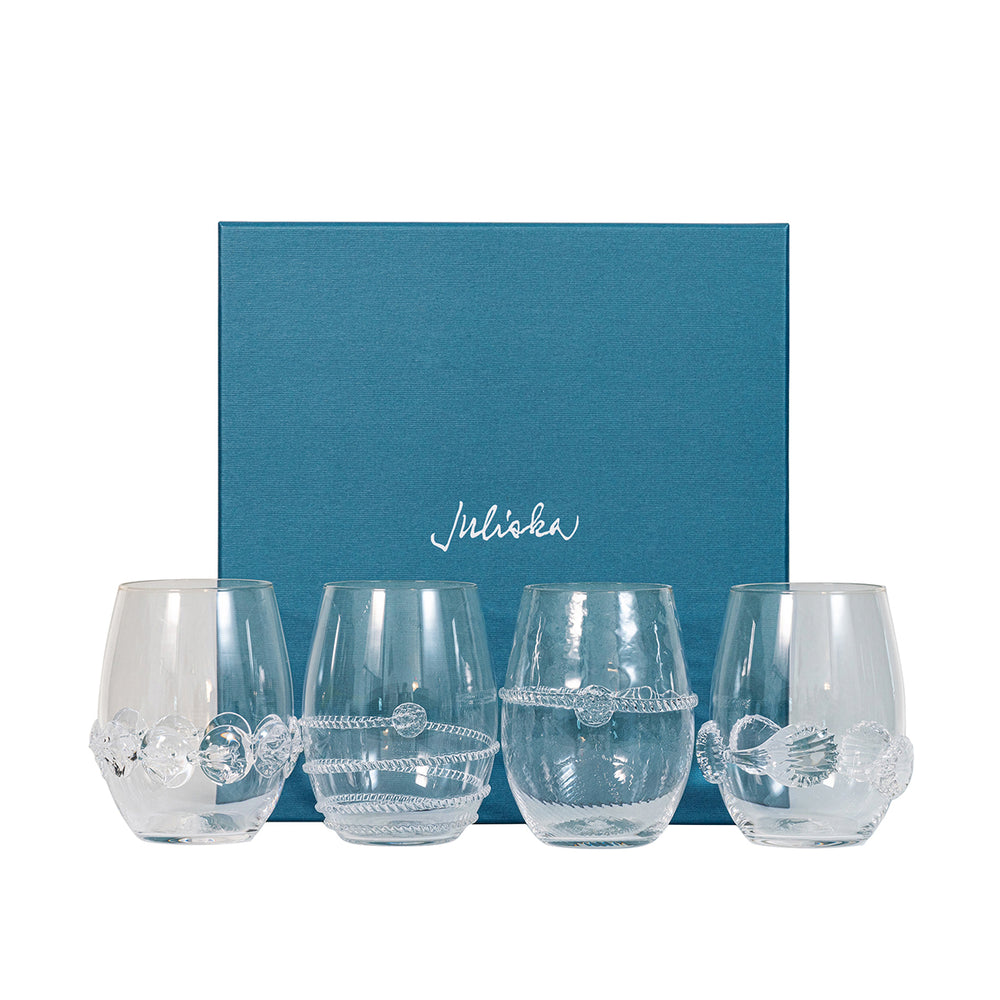 Juliska - Heritage Stemless Wine Glasses, Set of 4, assorted