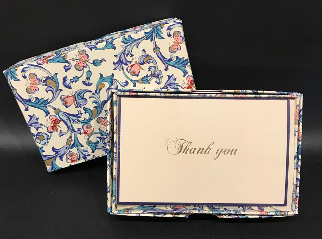 Rossi Thank You Cards - Blue/Pink Florentine