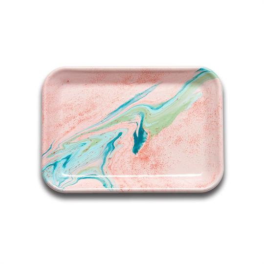 Bornn Enamelware - Marble Rectangular Tray, Blush